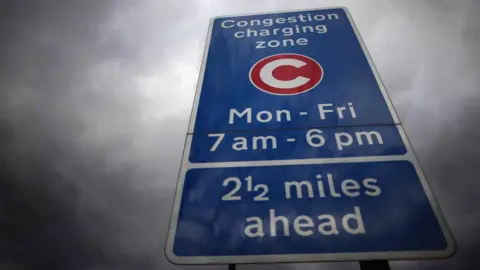 Getty Images Congestion charge sign in London