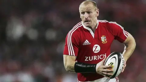 Getty Images Gareth Thomas playing for the British and Irish Lions