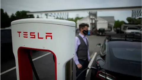 Getty Images A Tesla charging point