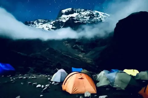 Gillian Millane Tents next to Mount Kilimanjaro