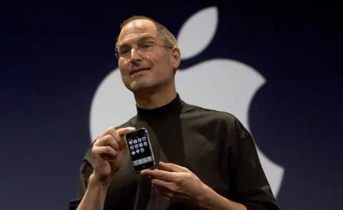 Getty Images Steve Jobs unveiling the new iPhone at MacWorld Expo in June 2007