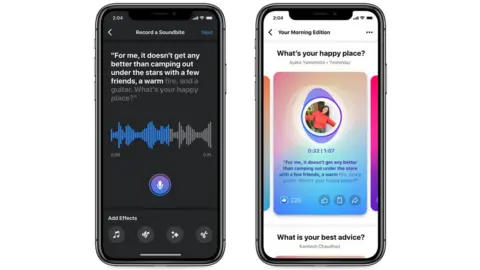 Facebook Two mobile phones displaying Soundbites