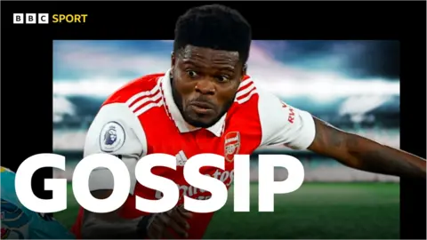 Arsenal's Thomas Partey and the BBC Sport gossip logo