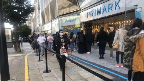 BBC Queue outside Primark store