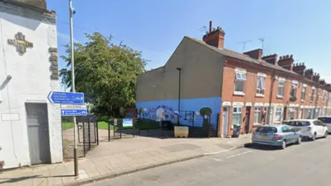 Google Rally Park entrance from Tudor Road in Leicester