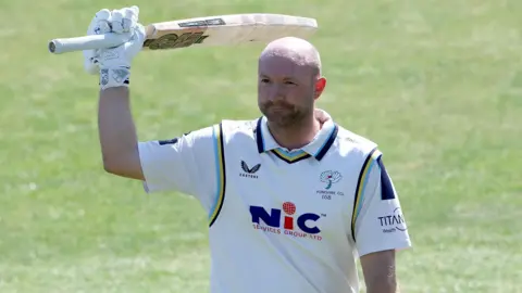 Adam Lyth acknowledges the applause following his dismissal