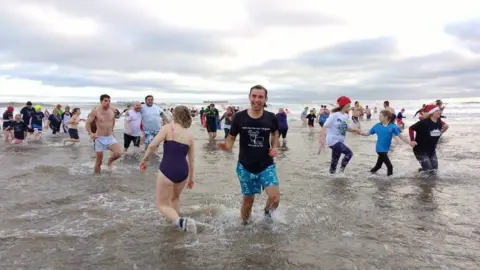 Fiona Haslett Boxing Day Dip swimmer at Tynemouth