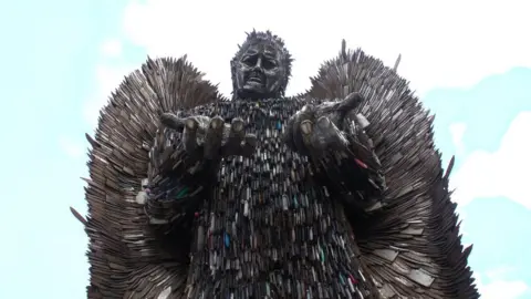 Stuart Ratcliffe/BBC The Knife Angel sculpture at All Saints Church Northampton