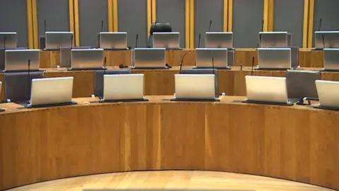 BBC Empty Senedd chamber