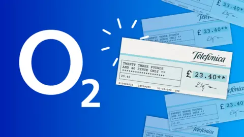 BBC The O2 logo next to a cheque
