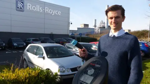 Matthew Thomason outside Rolls-Royce