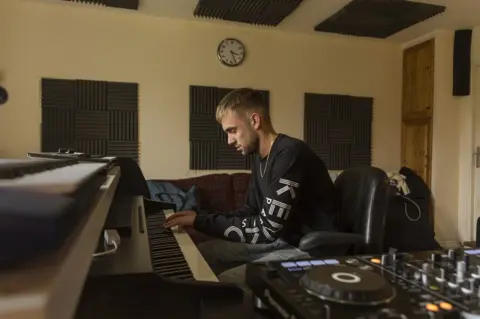 Martyn Ewoma A member of Local Geezers on the keyboard