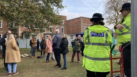 Protesters and police