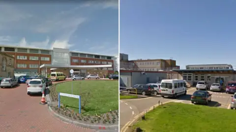 Google Cumberland Infirmary (R) and West Cumberland Hospital