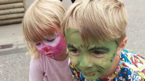 Finnbar's Force Finnbar Cork and his sister Nell wearing face paint