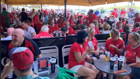 Wales fans at a pub in Bordeaux