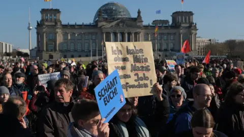 Getty Images Protesters outside the Chancellery in Berlin