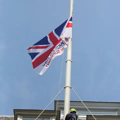 Philip Toscano The Armed Forces Day flag above Downing Street