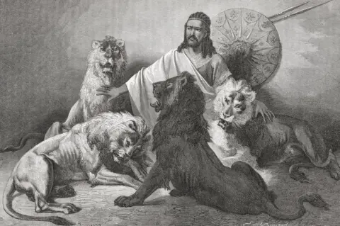 Universal History Archive/Getty Images Tewodros II, Emperor Of Ethiopia, sits surrounded by lions. Taken from El Mundo En La Mano, published in 1875.