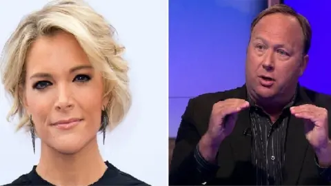 Getty Images/BBC Composite image of Megyn Kelly and Alex Jones