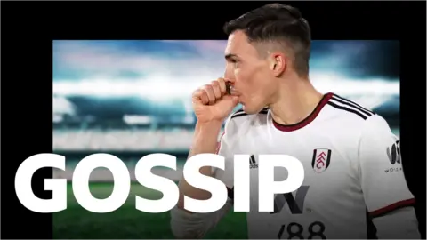 Graphic featuring Joao Palhinha and the BBC Sport Gossip logo