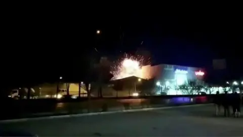 Reuters Still from footage said to show moment of explosion at military facility in Isfahan (29/01/23)