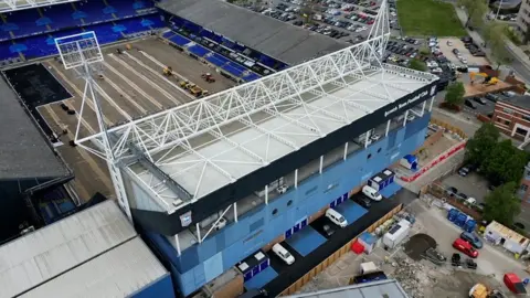 Stuart Howells/BBC Aerial view of Ipswich Town's Portman Road stadium