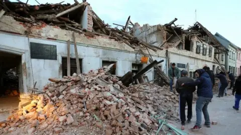 Damaged building in Petrinja, Croatia