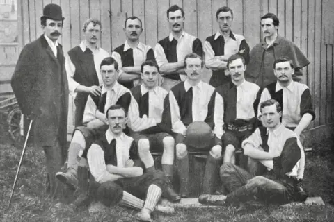 Illustrated London News Black and white team photo of a football team