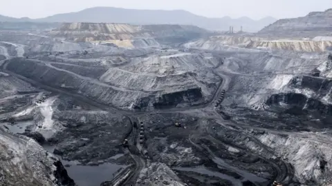 Getty Images General view of an open coal mine near Mahagama, in the Indian state of Jharkhand on April 5, 2019