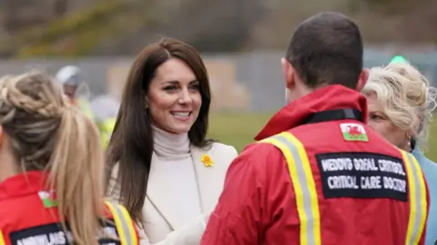 PA Media Kate talking to men in flight suits