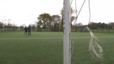 The Astroturf pitch is close to the leisure centre