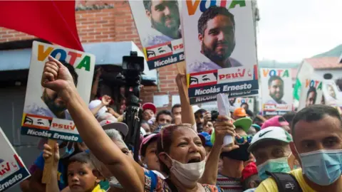 Getty Images Supporters of President Maduro's son, Nicolas Ernesto at a rally in Venezuela