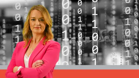 BBC/Getty Images Composite image of Laura Kuenssberg and mocked up binary code