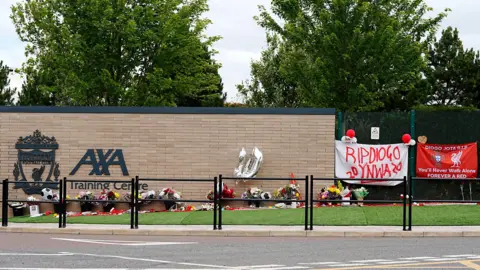 Respects have been paid to Jota outside Liverpool's training ground 