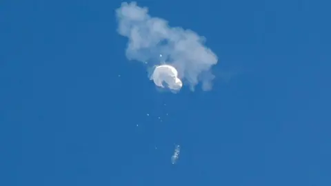 Reuters The balloon after it was hit by a Sidewinder missile