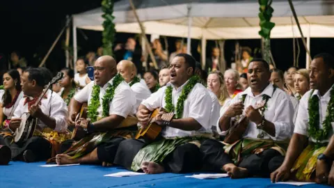 Reuters Tongan artists perform for the royal couple