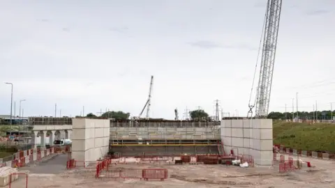 Part of the works for the twin box structure at the M42