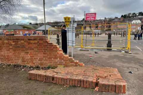BBC Damaged wall in Ashbourne