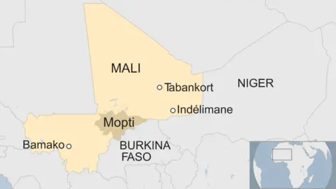 Map of Mali and it's neighbours Burkina Faso and Niger