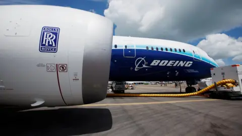 Getty Images Boeing plane with Rolls-Royce engine