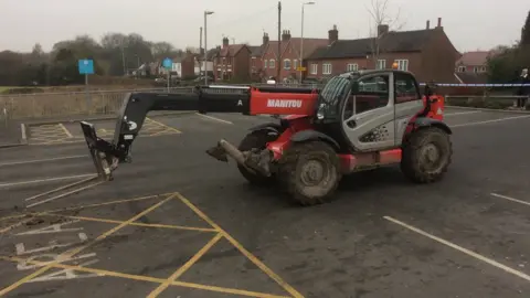 Telehandler outside Co-op in Moira