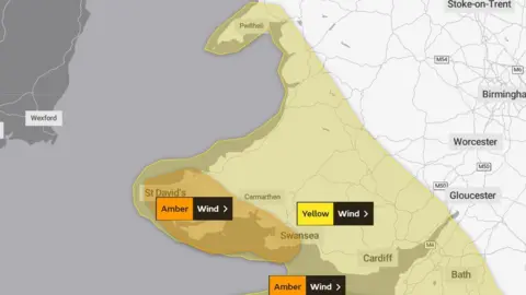 Met Office Amber weather warning across Wales