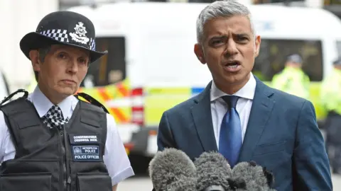 EPA Sadiq Khan and Cressida Dick speak to the media