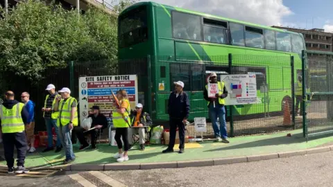 Spencer Stokes/BBC Picket line in Hunslet