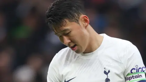 Tottenham's Son Heung-min looks dejected during Tottenham's 2-1 Premier League defeat to West Ham