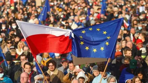 EPA Protests in favour of EU membership in Poland, 10 October 2021