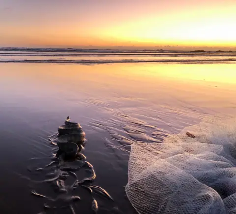 Sunset captured at sea by Grimsby fisherman - BBC News