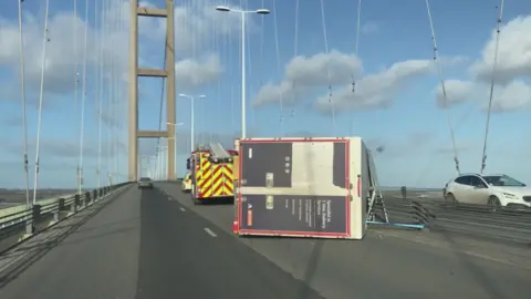 An overturned lorry