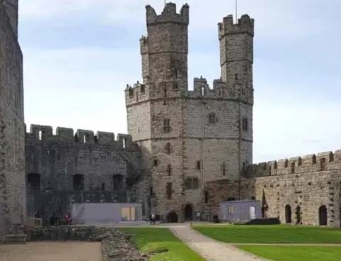 Cadw Artist impression of temporary buildings inside Caernarfon Castle